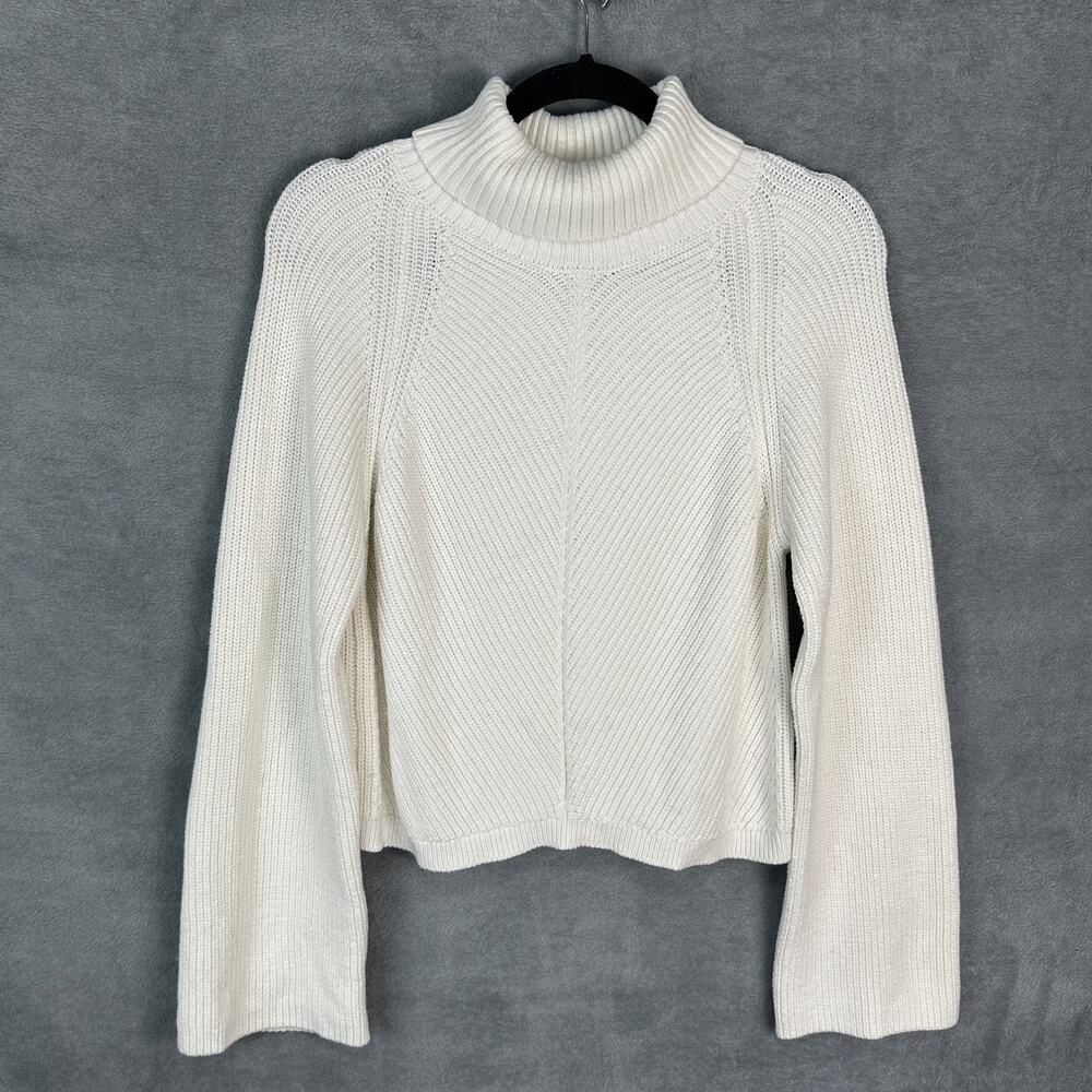 Maeve Anthropologie Sweater Womens Medium Cream Wool Ribbed Neutral Minimalist